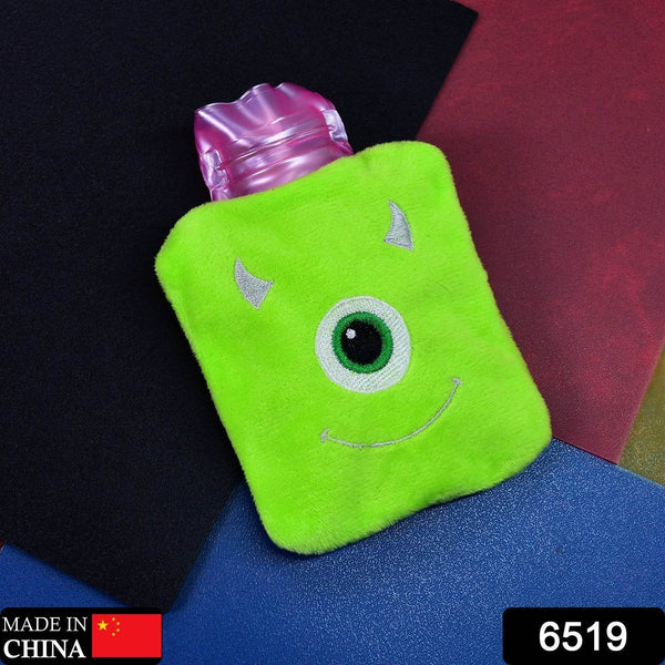 Green One-Eyed Monster Print Small Hot Water Bag with Cover for Pain Relief - dailyneed.life