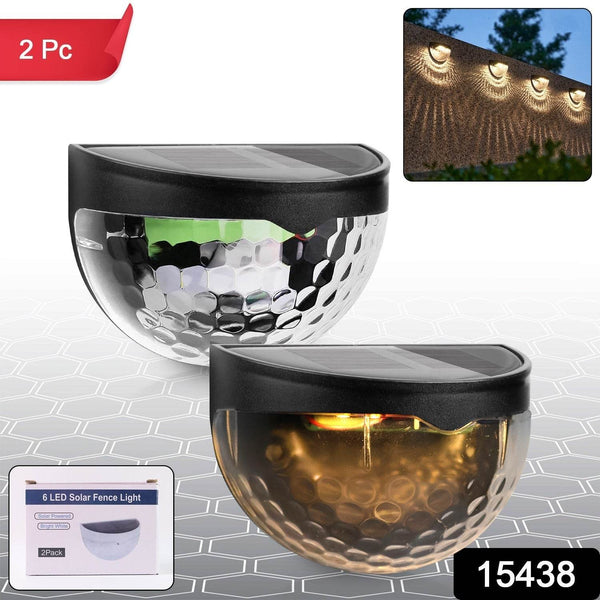 6 LED Solar Powered Wall Mount Fence Light with Honeycomb Shade Design (2 Pc Set) - dailyneed.life