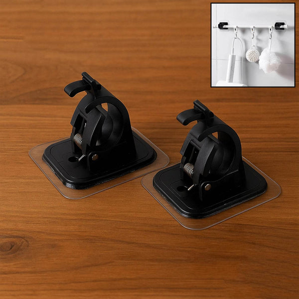 Heavy-Duty Wall-Mount Clip with Transparent Adhesive Base (2 Pc) - dailyneed.life