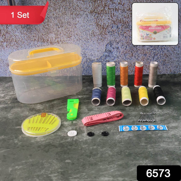 Double Layer Small & Portable Travel Sewing Kits Box with Color Needle Threads Scissor pin Hand Work Sewing Box Handwork Sewing Accessories - dailyneed.life