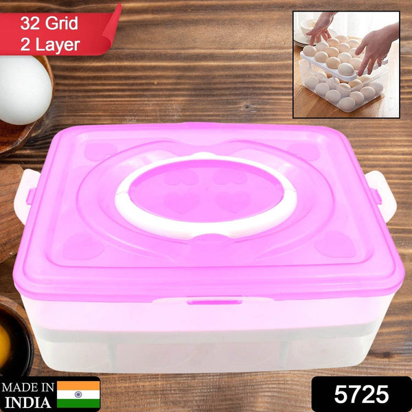 2Layer, 32 Grid Egg Tray with Lid Egg Carrier Holder for Refrigerator, Camping Food Storage Container with Handle (1 Pc ) - dailyneed.life