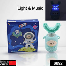 Electric Toothbrush With Light & Music, Kids U-Shaped 360Â° USB Rechargeable Plastic Automatic Toothbrush Portable Adjustable Cleaning Whitening Toothbrush with USB Charging Function Plastic + ABS for Kids - dailyneed.life