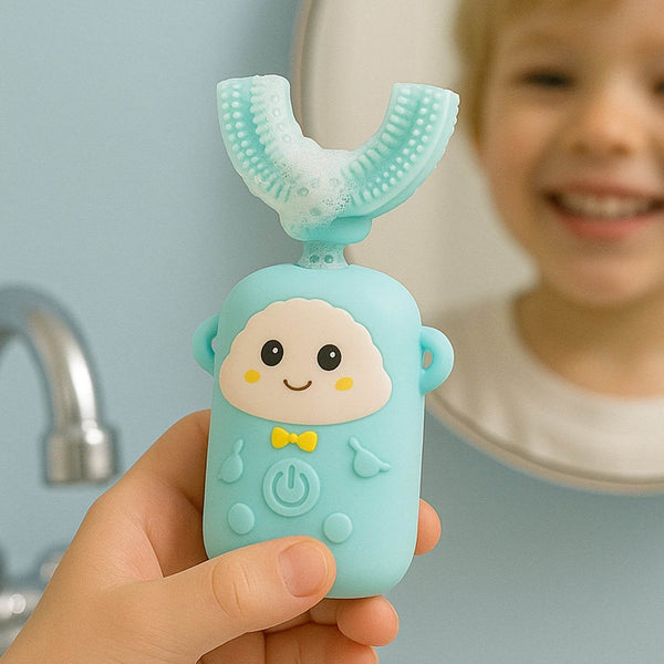 Electric Toothbrush With Light & Music, Kids U-Shaped 360Â° USB Rechargeable Plastic Automatic Toothbrush Portable Adjustable Cleaning Whitening Toothbrush with USB Charging Function Plastic + ABS for Kids - dailyneed.life