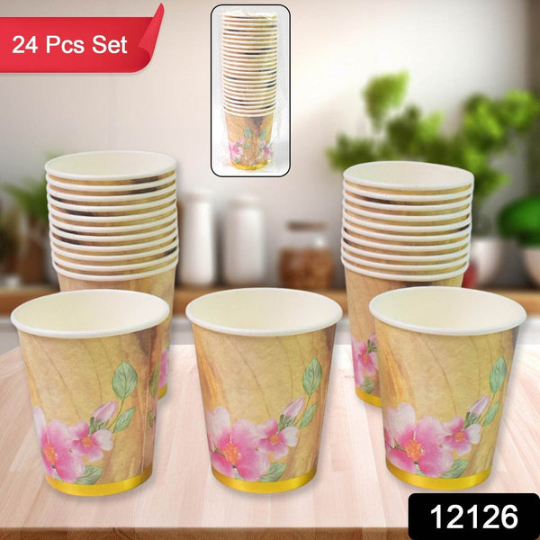 Disposable Paper Cups, Disposable Tea, Coffee Cups (24 Pcs Set / Mix Color & Design) - dailyneed.life