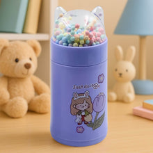 Girl Glass Water Bottle for School with Kid Sparkle Strap Cat Lid Sequins Glitter Glass Cup Birthday Gift Children 350ml (MOQ :- 75 pc) - dailyneed.life
