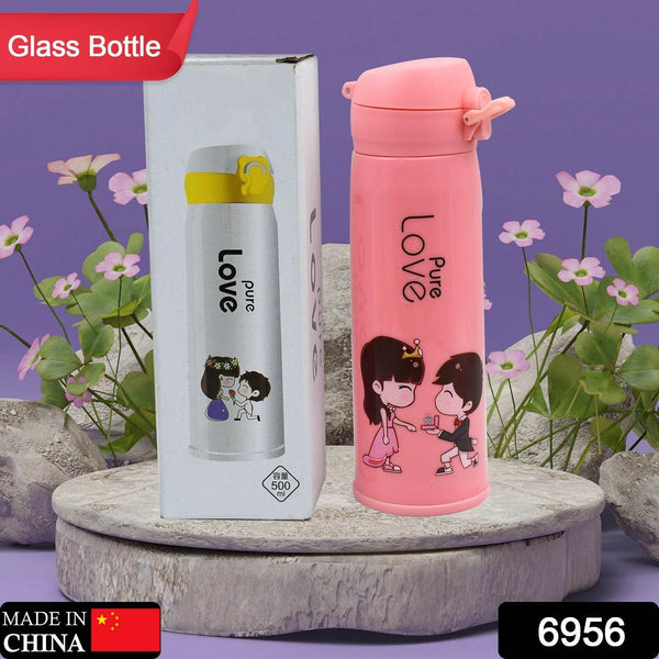 Pure Love outdoor sport water bottle 500ml leak proof BPA-free for travel cold and hot water glass water bottle with daily water intake for gym and children, Fridge, for Home, Office, School (MOQ :- 80 Pc) - dailyneed.life