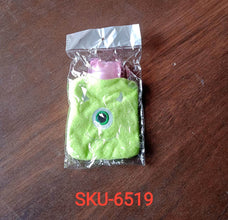 Green One-Eyed Monster Print Small Hot Water Bag with Cover for Pain Relief - dailyneed.life