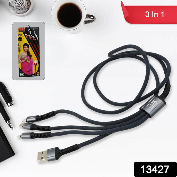 JK 3 in 1 Multi Super Fast Charging Cable (1 Pc / 1200 MM) - dailyneed.life