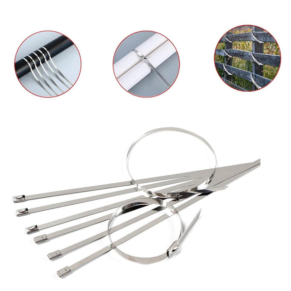 Stainless Steel Cable TIE Used for Solar, Industrial and Home Improvement Multipurpose HIGH Strength, Self-Locking Zip Ties, Multi-purpose Tie, Portable Rustproof 100Pcs Wide Application Zip Tie Set for Building (100 pcs Set / 4.6x200MM) - dailyneed.life