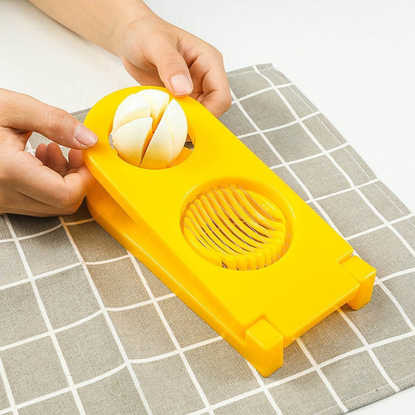 2 in 1 Double Cut Boiled Egg cutter with stainless steel wire for easy slicing of boiled eggs. - dailyneed.life