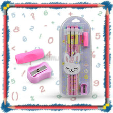 Cute Rabbit Bear Drawing Graphite Writing Pencil Set with Pencil Sharpener & Eraser, Pencil and Eraser Set with Eraser for Kids, for Girls, Fancy School Stationary, Birthday Party Return Gift (14 Pc Set) - dailyneed.life