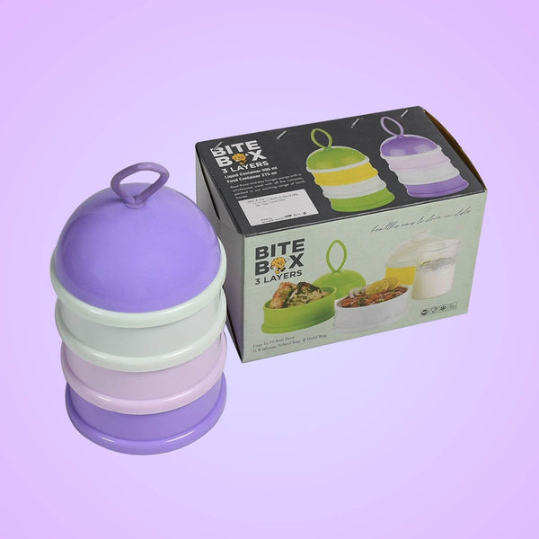 3 Layer Cute Portable Baby Food Milk Powder Storage Box Bottle Container Milk Powder Baby Food Container Bowl. (Purple) - dailyneed.life