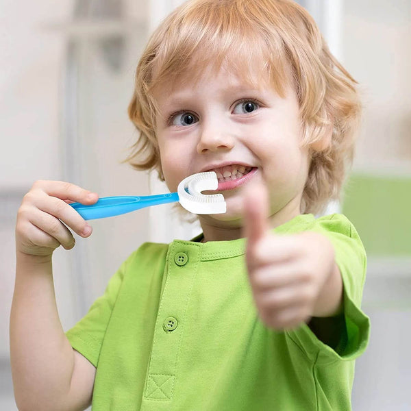 U Shaped Toothbrush for Kids, 2-6 Years Kids Baby Infant Toothbrush, Food Grade Ultra Soft Silicone Brush Head - dailyneed.life
