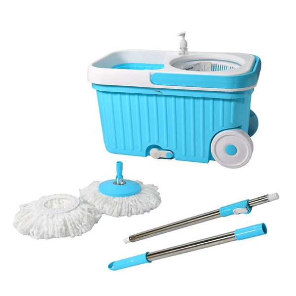 Sporty Plastic Spin Mop with Bigger Wheels and Plastic Auto Fold Handle for 360 Degree Cleaning. - dailyneed.life