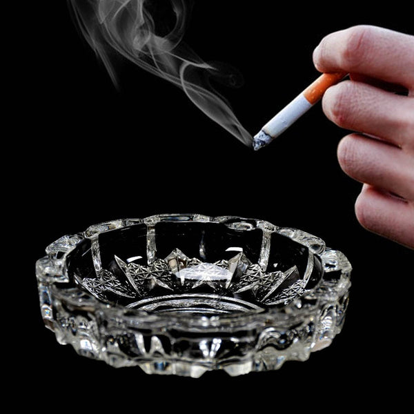 paricutin Glass Crystal Quality Cigar Cigarette Ashtray Round Tabletop for Home Office Indoor Outdoor Home Decor - dailyneed.life