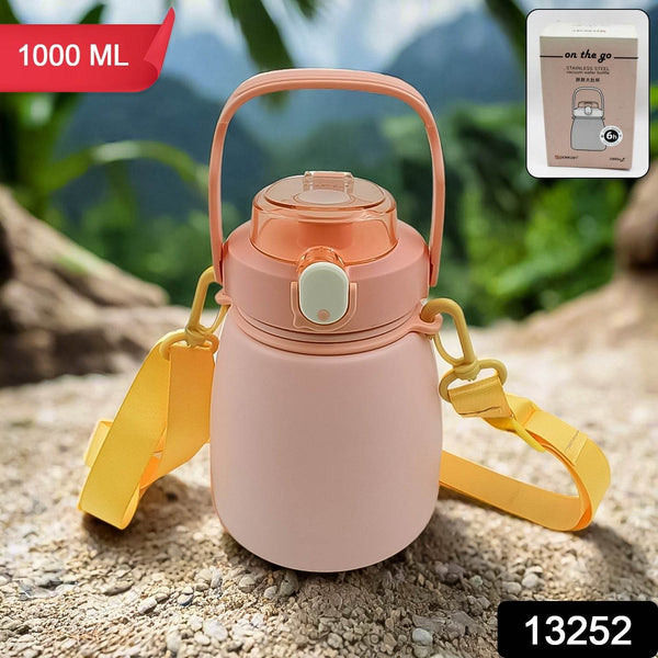 Stainless Steel Mug / Bottle Vacuum Insulated Cup with Handle & Strap (1000 ML) - dailyneed.life