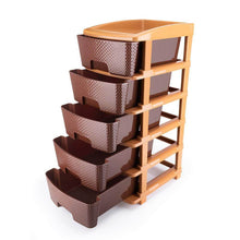 5tier Plastic Modular Drawer System For Multiple Use (Brown colour) - dailyneed.life
