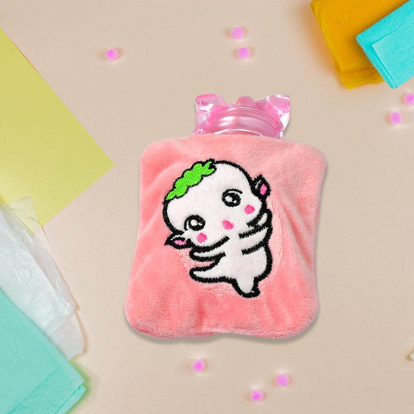 Pink Cartoon Small Hot Water Bag with Cover for Pain Relief - dailyneed.life