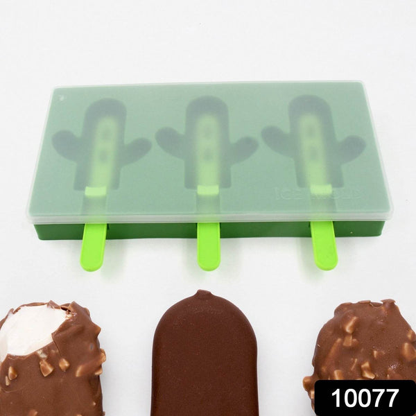 Ice Cream Mould sicle Mold, Cactus Shape Ice Molds Homemade sicle for DIY Ice sicle, 3-Cavity Summer Food Kitchen Tools (1 Pc) - dailyneed.life