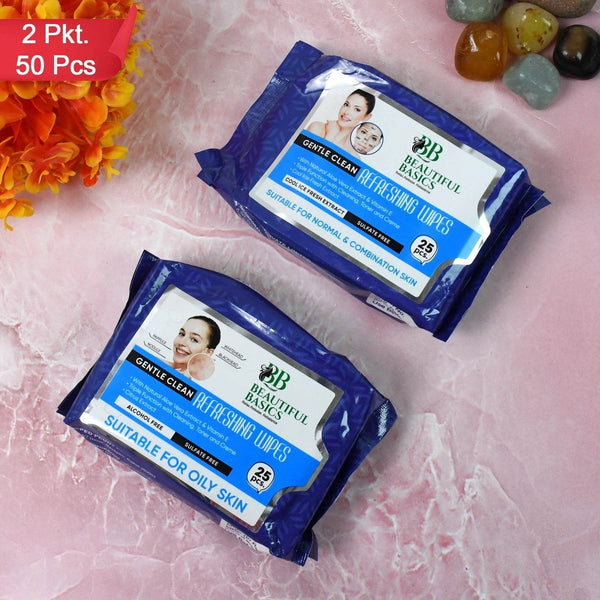 Beautiful Basics Normal & Oily Skin Face Wipes (2 Pkts x 50 Pcs Wipes) - dailyneed.life