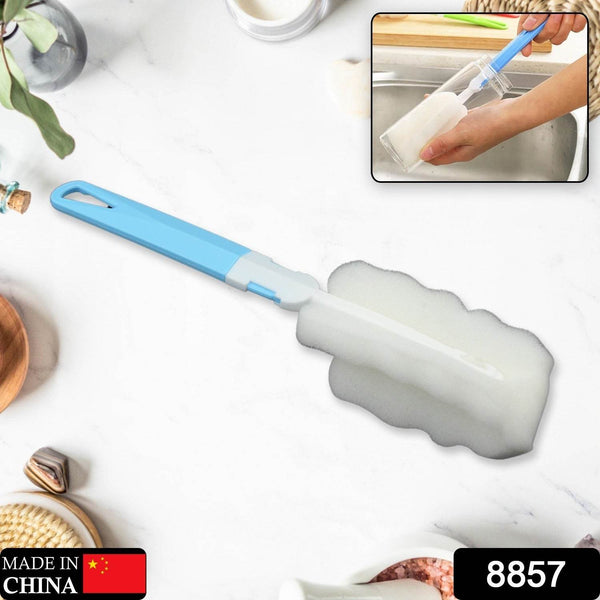 Sponge Cleaning Brush Kitchen Tool Bottle Soft Brush for Dishes| Cleaning Brush Cleaner with Plastic Long Handle, Soft Dish Washing Foam Cleaning Brushes For Cups Mugs Kettles Wine Glasses and Baby Bottles (1 Pc) - dailyneed.life