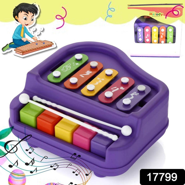 2 in 1 Baby Piano Xylophone Toy for Toddlers, 5 Multicolored Key Keyboard Xylophone Piano, Preschool Educational Musical Learning Instruments Toy for Baby Kids Girls Boys 3+ Years (1 Pc) - dailyneed.life