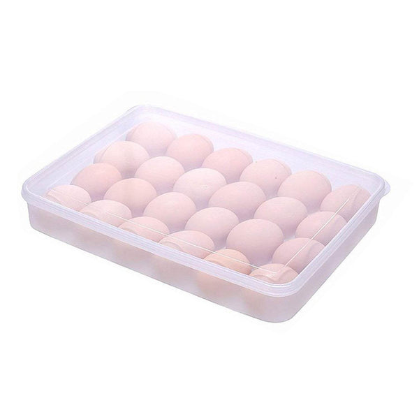 24 Grids Plastic Egg Box Container Holder Tray for Fridge with Lid for 2 Dozen Egg Tray - dailyneed.life