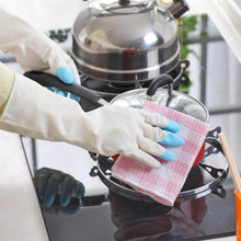 Reusable Rubber Latex PVC Flock lined Elbow Length Hand Gloves cleaning gloves - dailyneed.life