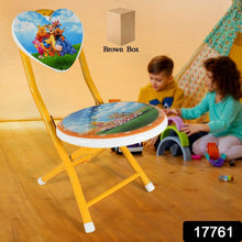 Heart Shape Kids Chair Cartoon Printed Foldable Kids / Children Folding Chair for Playrooms, Schools, Daycares, and Home. Metal and Fibre Body Picnic Beach Camping Chair (1 Pc) - dailyneed.life