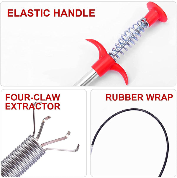Multifunctional Cleaning Claw Pilpe Cleaner Drainage Block Remover Drain Spring Pipe Dredging Tool, Drain Cleaning Tool for Hair Drain Drain Cleaner Sticks drain pipe clearer (290 Cm) - dailyneed.life