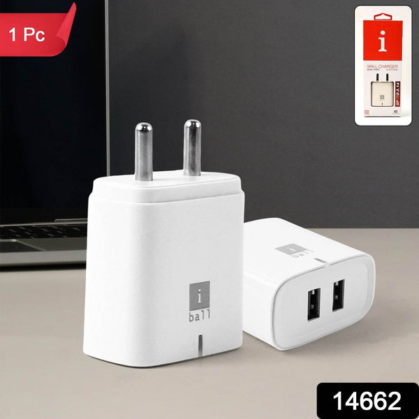 iBall Dual USB Wall Charger 5V/3.1A – High-Speed Dual Port Fast Charging Adapte (1 Pc) - dailyneed.life