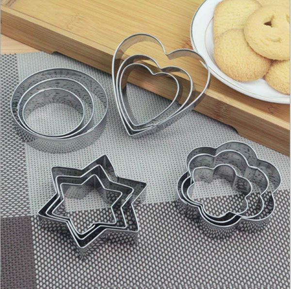 Cookie Cutter Stainless Steel Cookie Cutter with Shape Heart Round Star and Flower (12 Pieces) - dailyneed.life