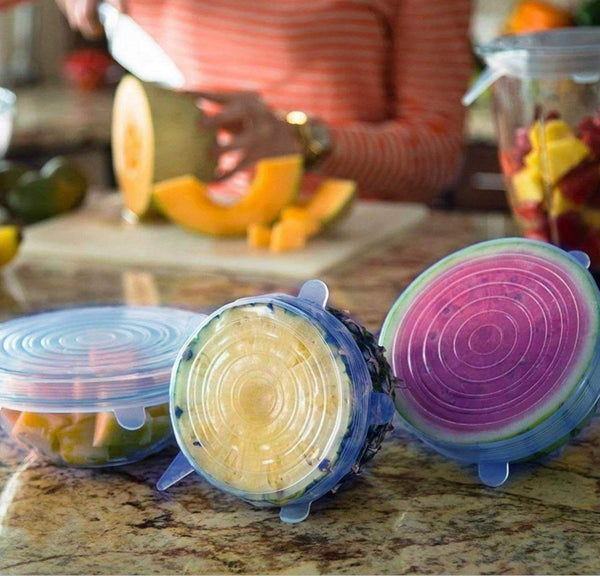 Silicone Stretch Lids Reuseable Microwave Safe Flexible Covers (Set of 6) (Loose Pack) - dailyneed.life