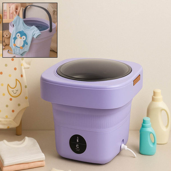 Mini Washing Machine Foldable Mini Washer with Drain Basket Portable Washing Machine Foldable for Laundry Travel Camping RV Baby Clothes - dailyneed.life