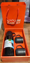 Black Vacuum Flask Set – Stainless Steel Thermos with 3 Cups, Approx 500ml - dailyneed.life