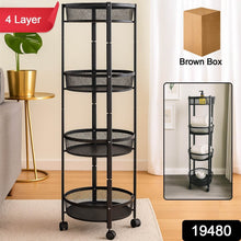 4-Layer Round Metal Mesh Storage Organizer Rack with Wheels (1 Pc) - dailyneed.life