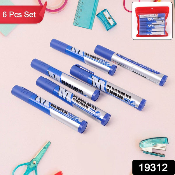 Premium Permanent Blue Marker Pen Set (6 Pcs Set) - dailyneed.life