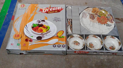 Dream 18-Piece Plastic Dinner Set – Unique Flower Design, 6 Plates, 6 Bowls & 6 Spoons, Microwave & Dishwasher Safe - dailyneed.life