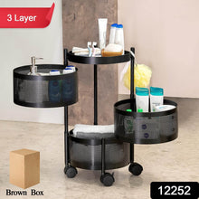 Metal Round High Quality Kitchen Trolley with Wheels (3 Layer / 1 Pc) - dailyneed.life