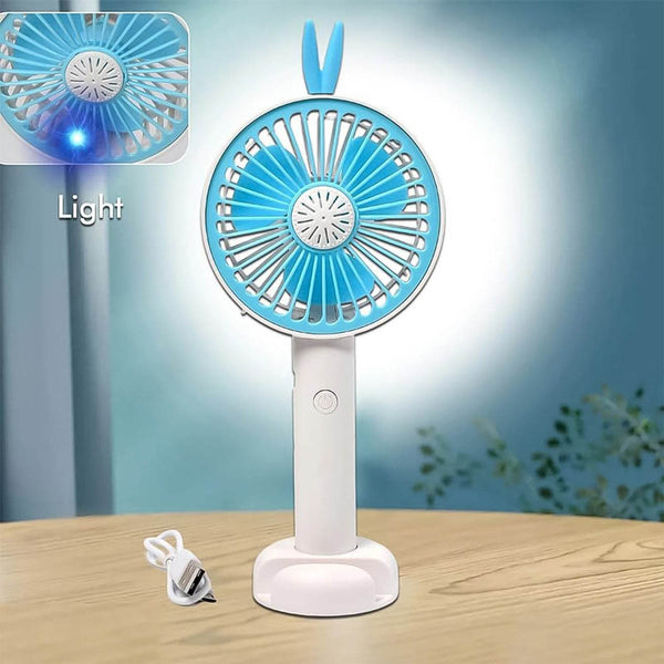 Mini Portable Hand Fan USB Rechargeable Fan With Led Light Fan for Indoor and Outdoor Use by Women and Men Table Standing Stand Included (Battery Not Include) - dailyneed.life