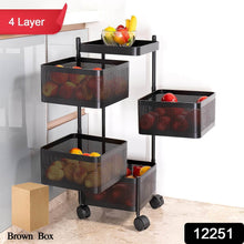 Metal Square High Quality Kitchen Trolley with Wheels (4 Layer / 1 Pc) - dailyneed.life