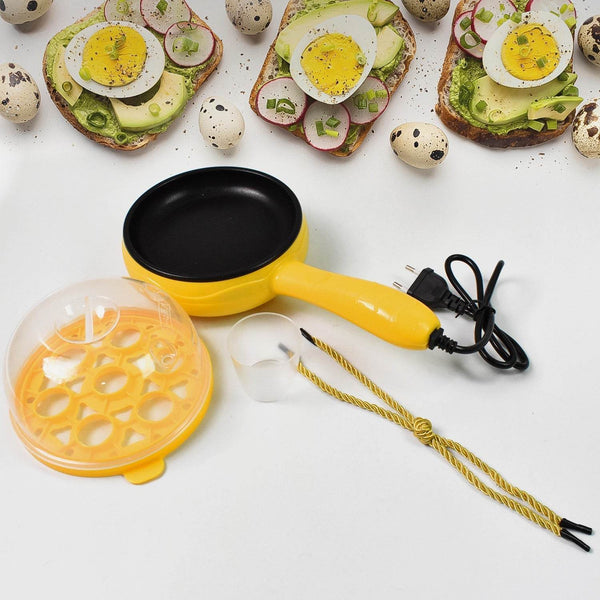 Multi functional Electric 2 in 1 Egg Frying Pan with Egg Boiler Machine Measuring Cup with Handle - dailyneed.life