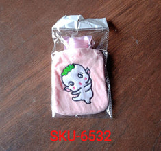 Pink Cartoon Small Hot Water Bag with Cover for Pain Relief - dailyneed.life