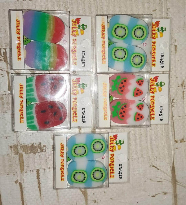 Jelly Popsicle Erasers – Cute & Fancy Mini Erasers for Kids (2 Pc Set, Mix Design) - dailyneed.life