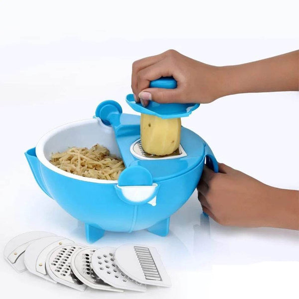 Multifunctional Vegetable Fruits Cutter Shredder with Rotating Drain Basket - dailyneed.life