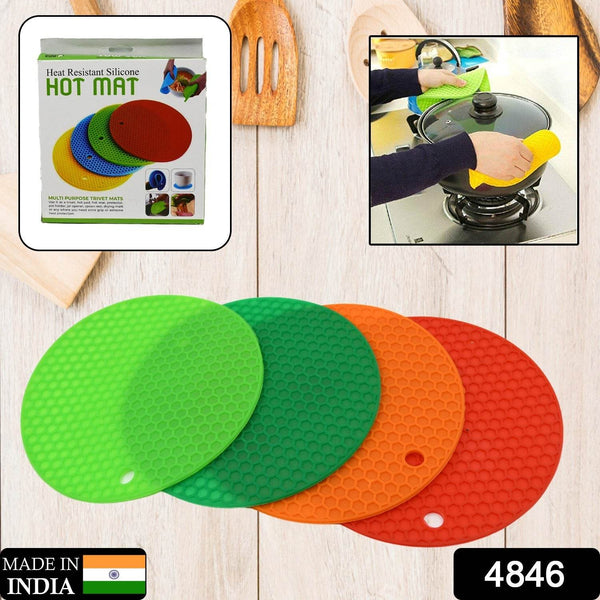 Silicon Hot Pot Mat Set - 4-Piece Heat-Resistant Trivets for Protecting Surfaces - dailyneed.life