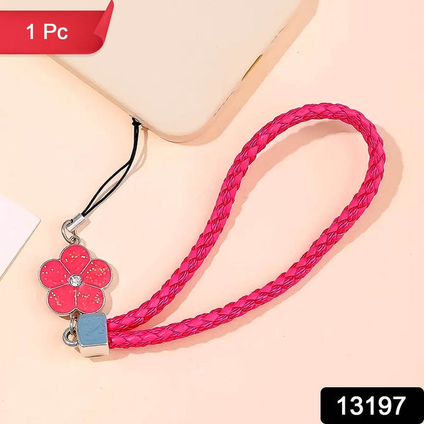 Flower Shape metal alloy pendant Nylon Braided leather hand strap lanyard phone (1 Pc / Multicolor) - dailyneed.life