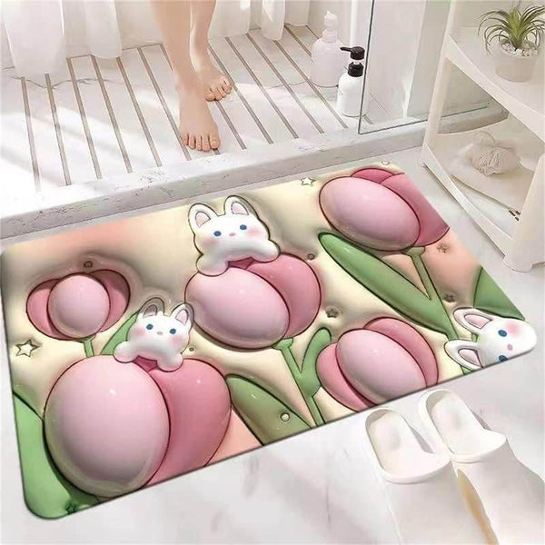 Stone Bath Mat Non Slip Anti Mould 3D Absorbent Bath Mats for Bathroom Stone Bath Mat Quick Dry Shower Mat (60X39CM) - dailyneed.life