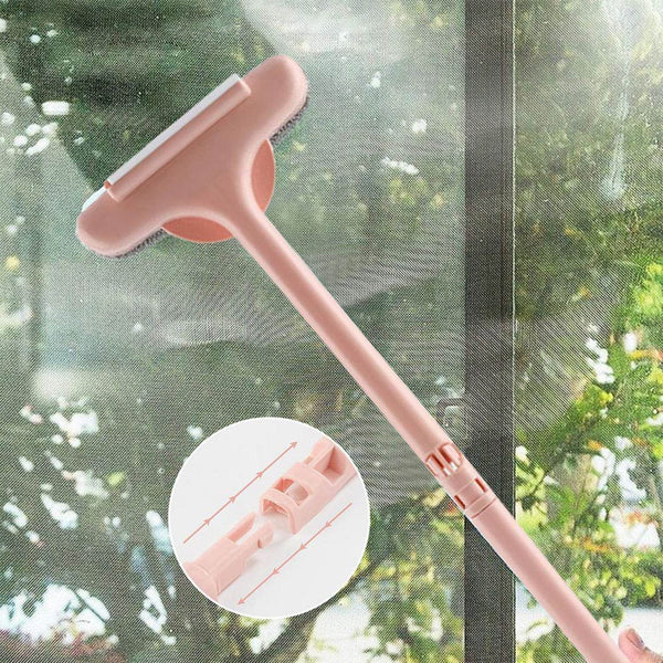 Brush 2 in 1 Mesh Cleaning Brush & Wiper with Extended Handle Window Cleaning Brush Net Cleaner,Magic Window Cleaner Brush, Window Mesh Cleaner (1 Pc) - dailyneed.life