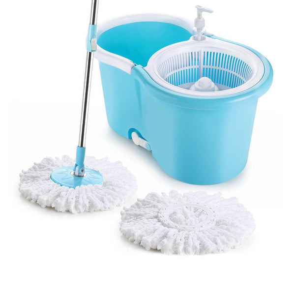 Plastic Spinner Bucket Mop 360 Degree Self Spin Wringing with 2 Absorbers for Home and Office Floor Cleaning Mops Set - dailyneed.life